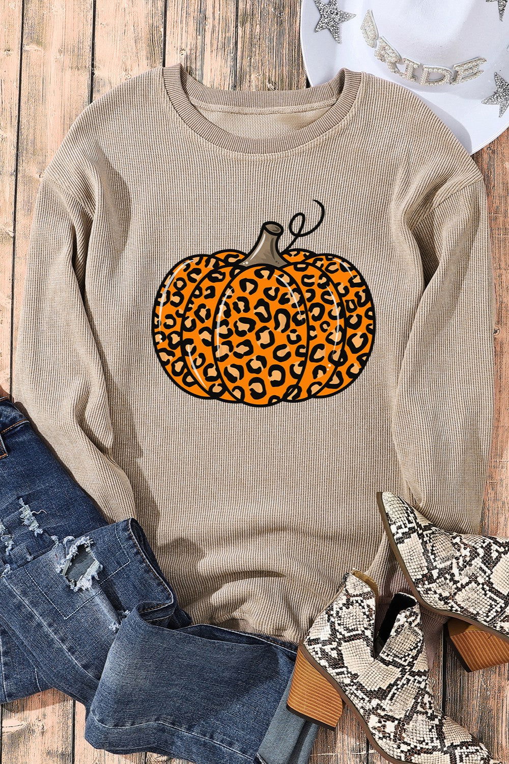 Pumpkin Round Neck Long Sleeve Sweatshirt - Candle Divas