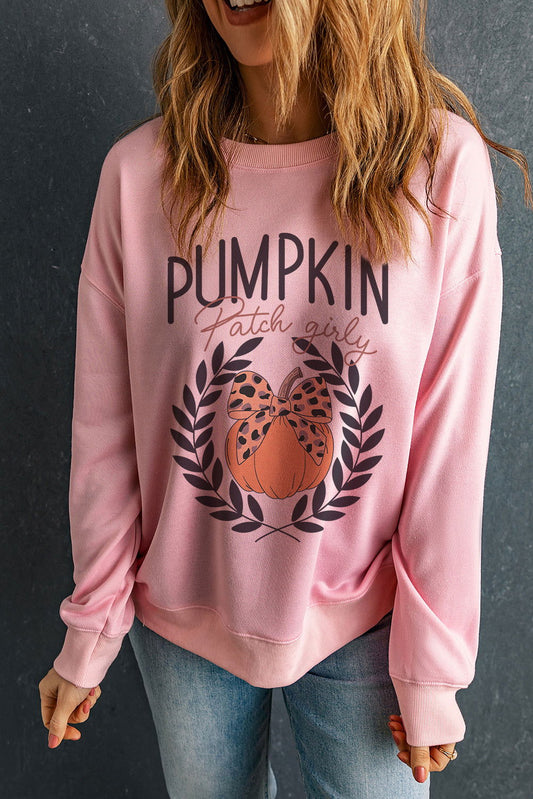 Pumpkin Round Neck Long Sleeve Sweatshirt - Candle Divas