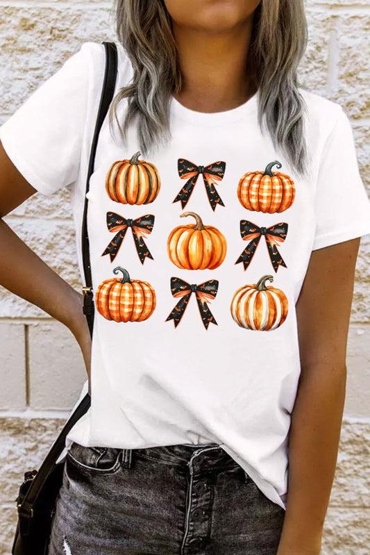 Pumpkin Round Neck Short Sleeve T-Shirt - Candle Divas