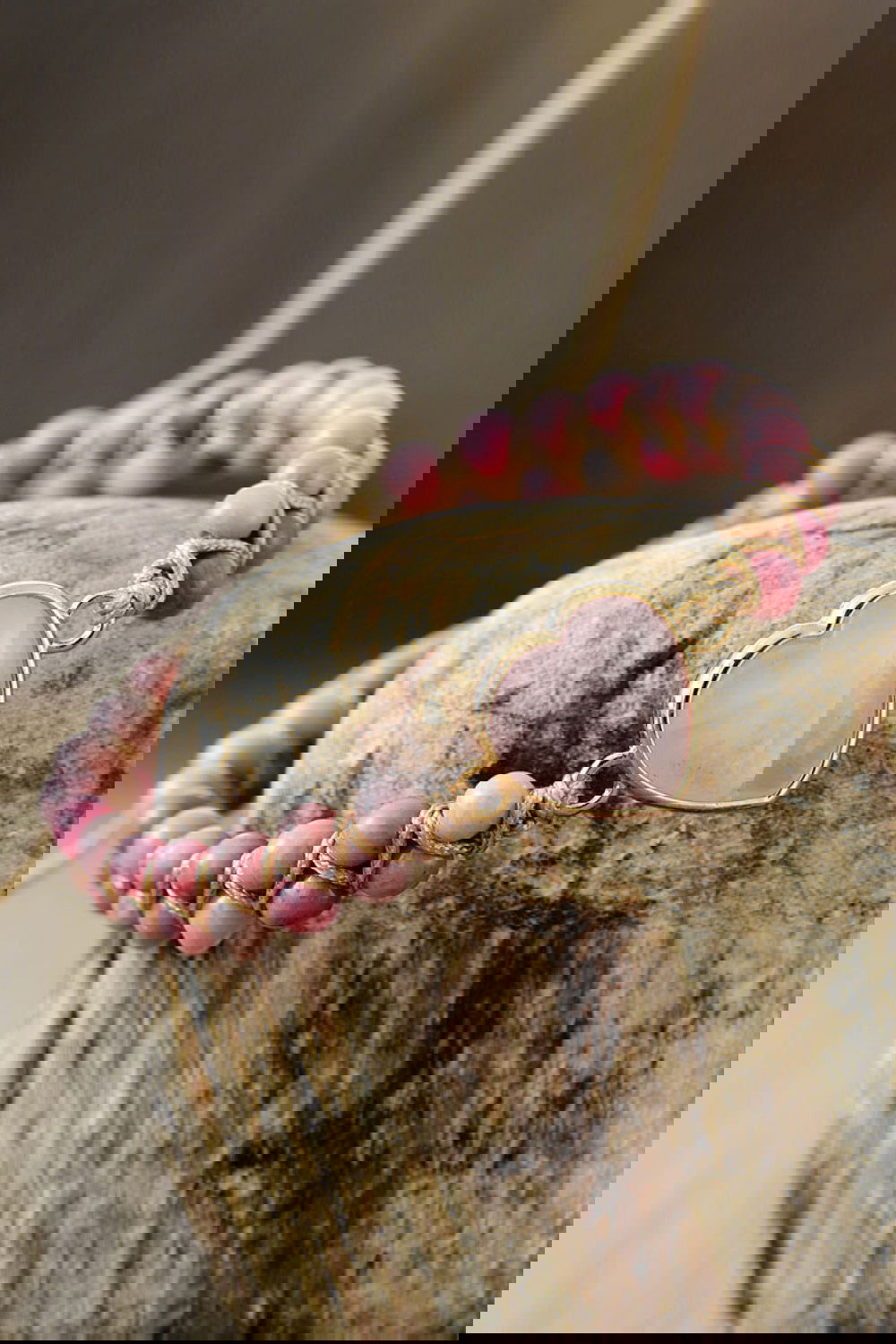 Rose Quartz Heart Beaded Bracelet - Candle Divas
