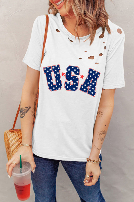 USA Round Neck Short Sleeve T-Shirt - Candle Divas