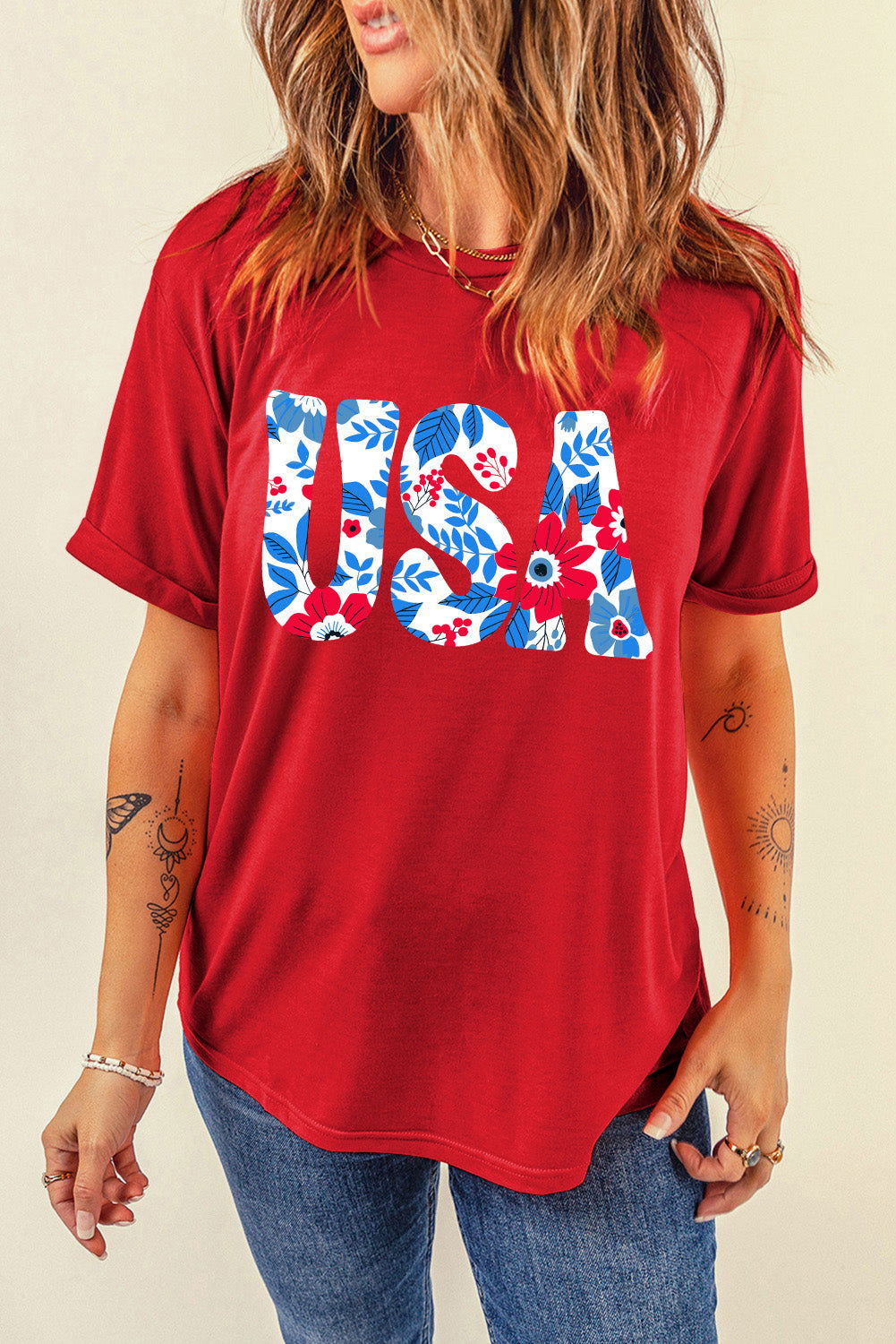 USA Round Neck Short Sleeve T-Shirt - Candle Divas