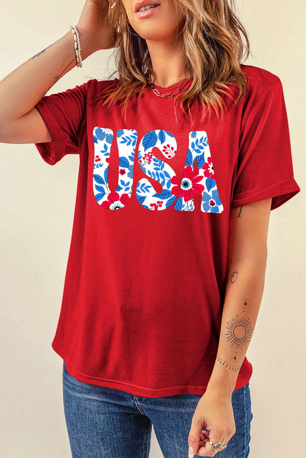 USA Round Neck Short Sleeve T-Shirt - Candle Divas