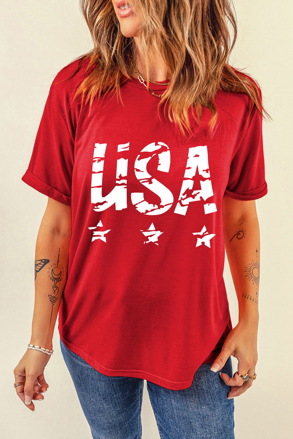 USA Round Neck Short Sleeve T-Shirt - Candle Divas