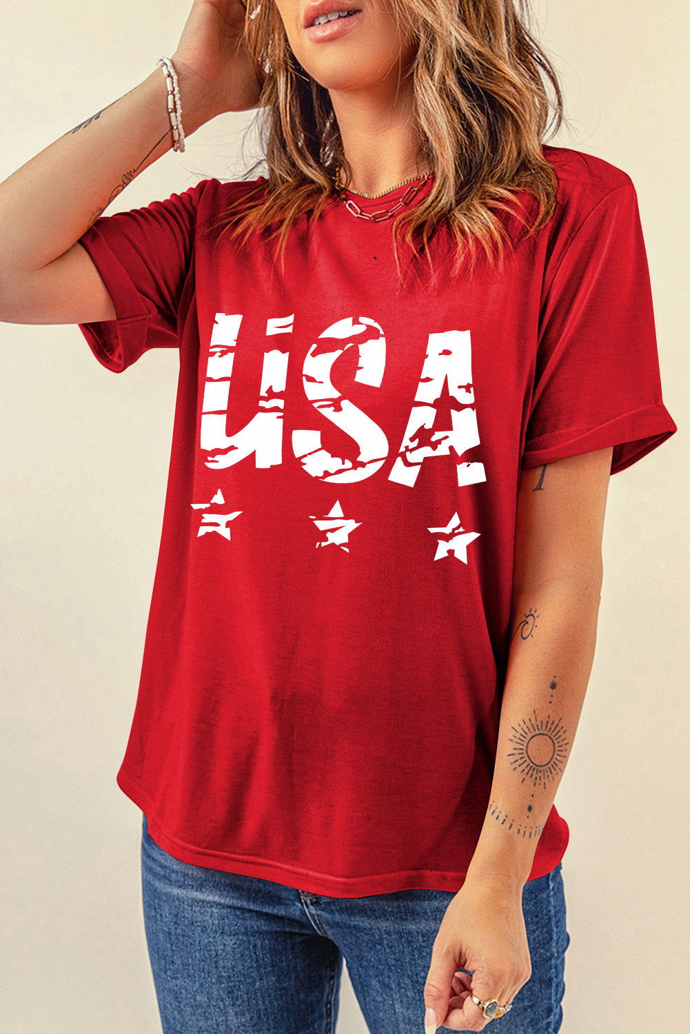 USA Round Neck Short Sleeve T-Shirt - Candle Divas