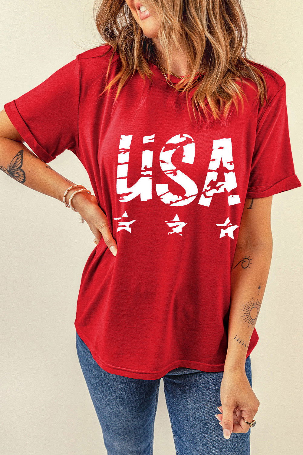 USA Round Neck Short Sleeve T-Shirt - Candle Divas