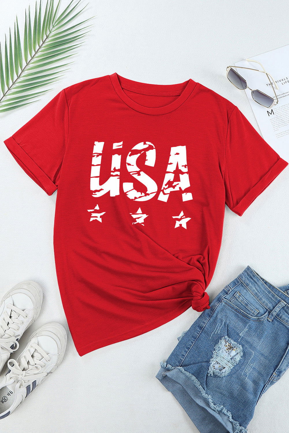 USA Round Neck Short Sleeve T-Shirt - Candle Divas