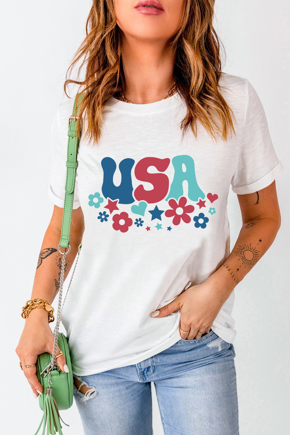 USA Round Neck Short Sleeve T-Shirt - Candle Divas