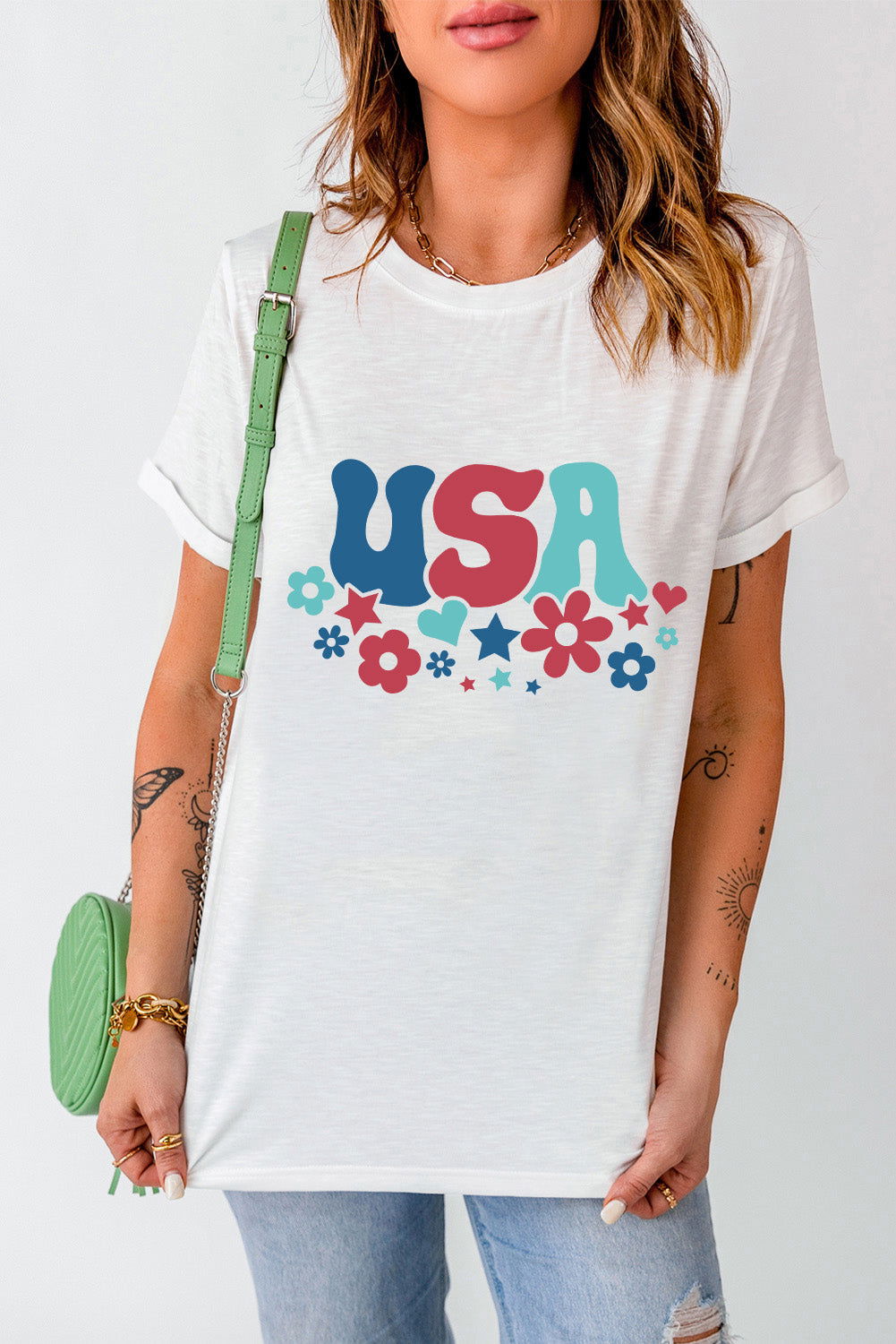 USA Round Neck Short Sleeve T-Shirt - Candle Divas