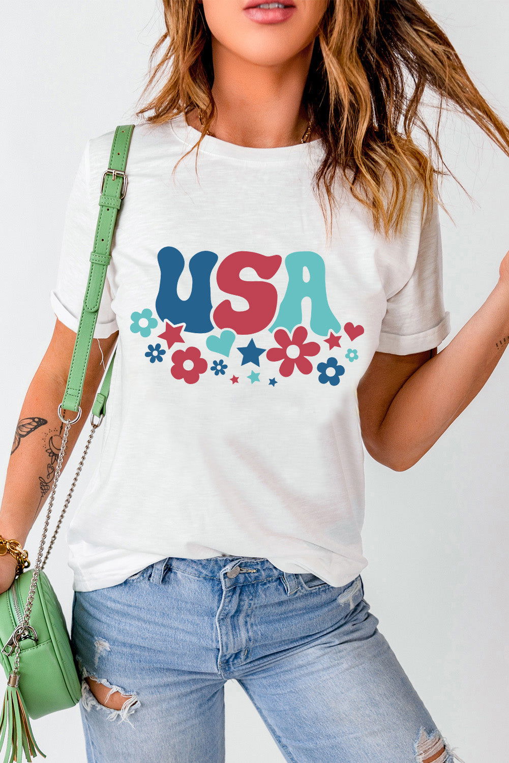 USA Round Neck Short Sleeve T-Shirt - Candle Divas