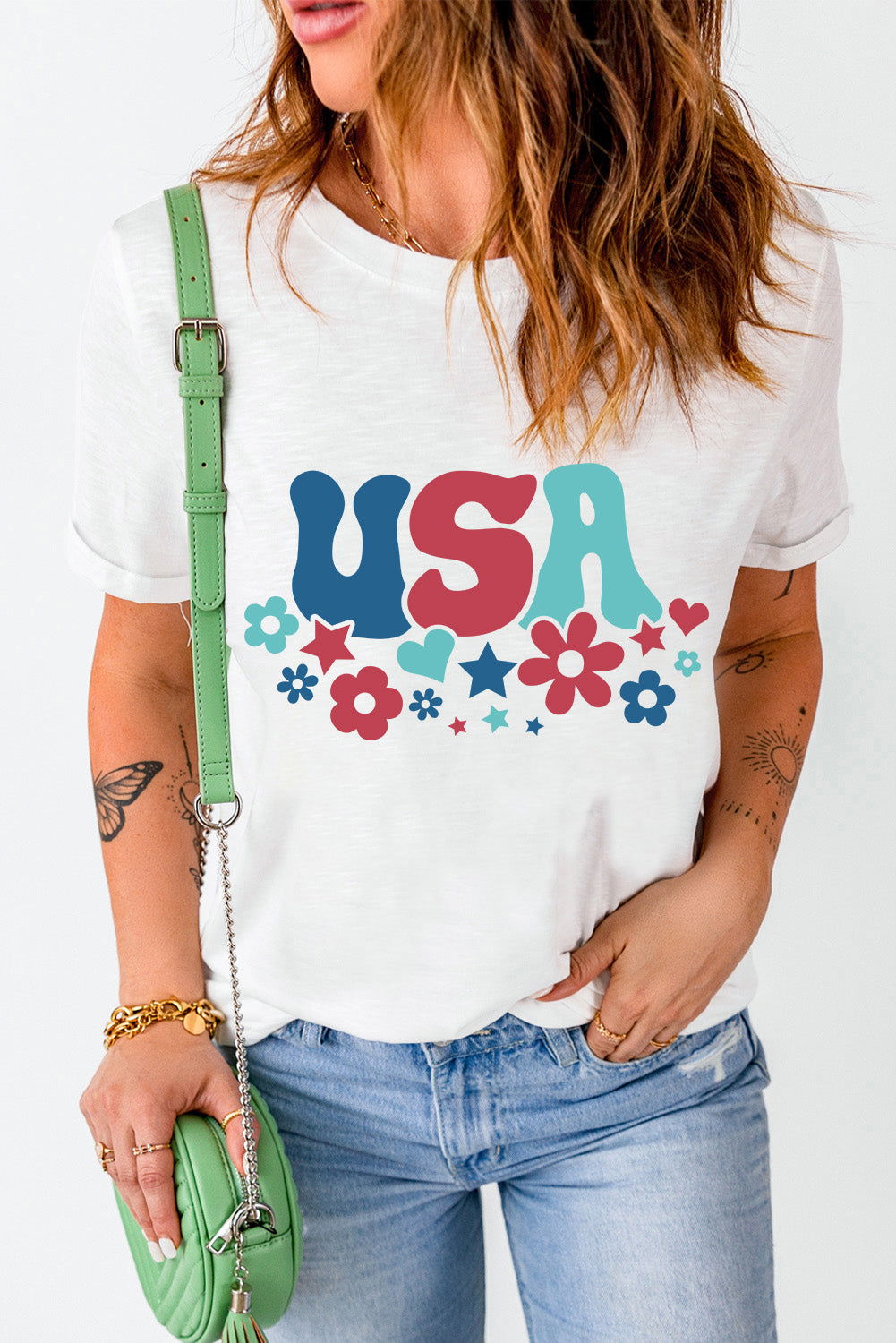 USA Round Neck Short Sleeve T-Shirt - Candle Divas