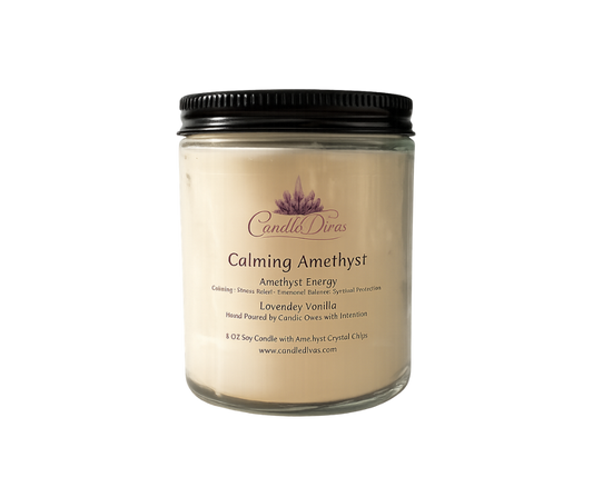 Calming Amethyst Crystal Energy Candle