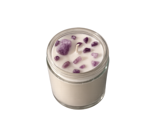 Calming Amethyst Crystal Energy Candle