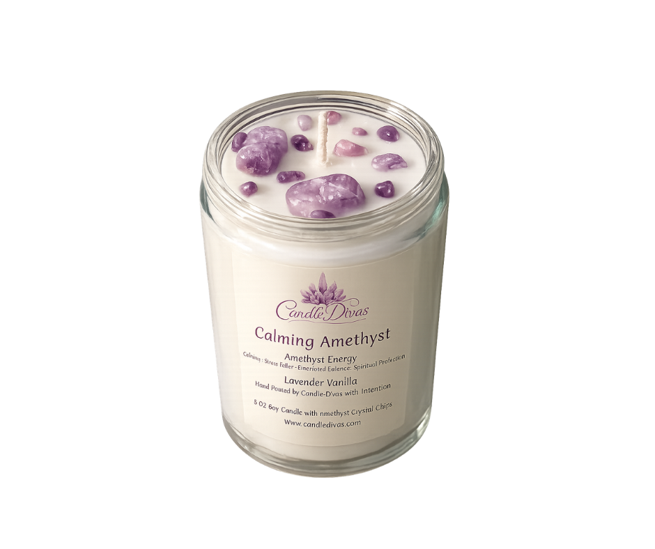 Calming Amethyst Crystal Energy Candle Two Pack
