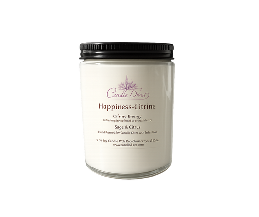 Happiness Citrine Crystal Energy Candle