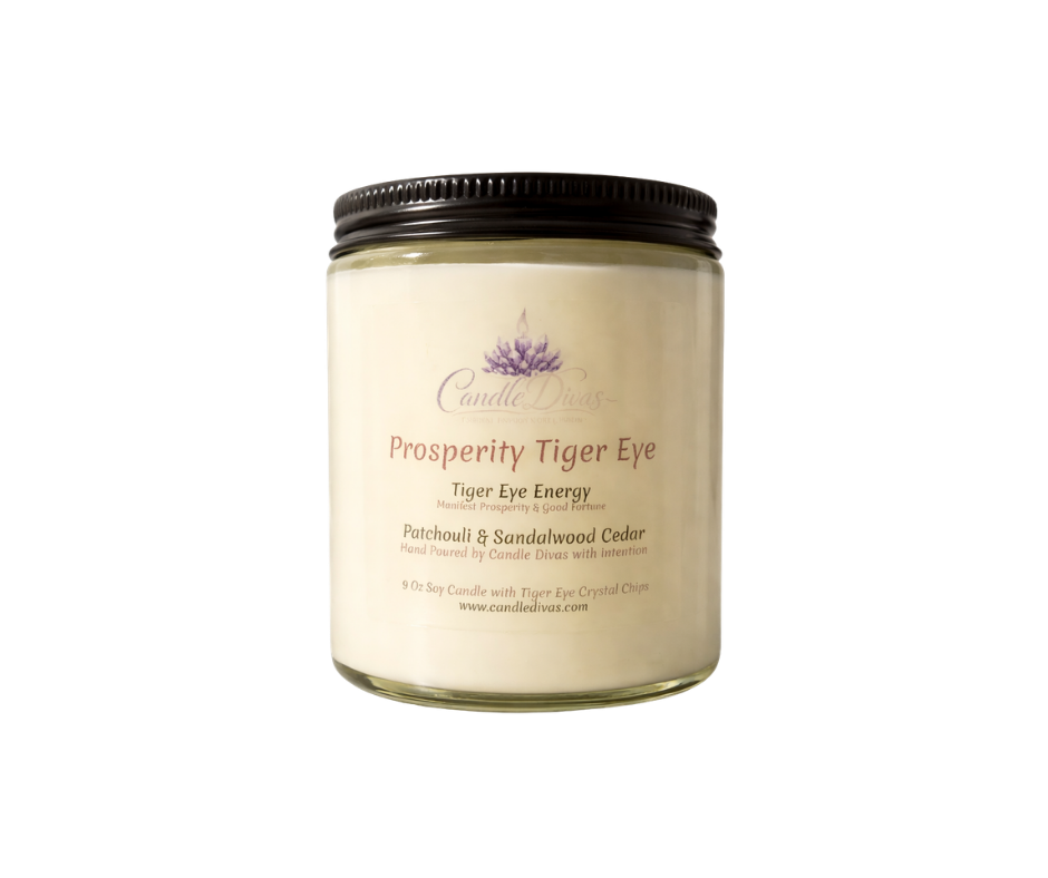 Prosperity Tiger Eye Crystal Energy Candle