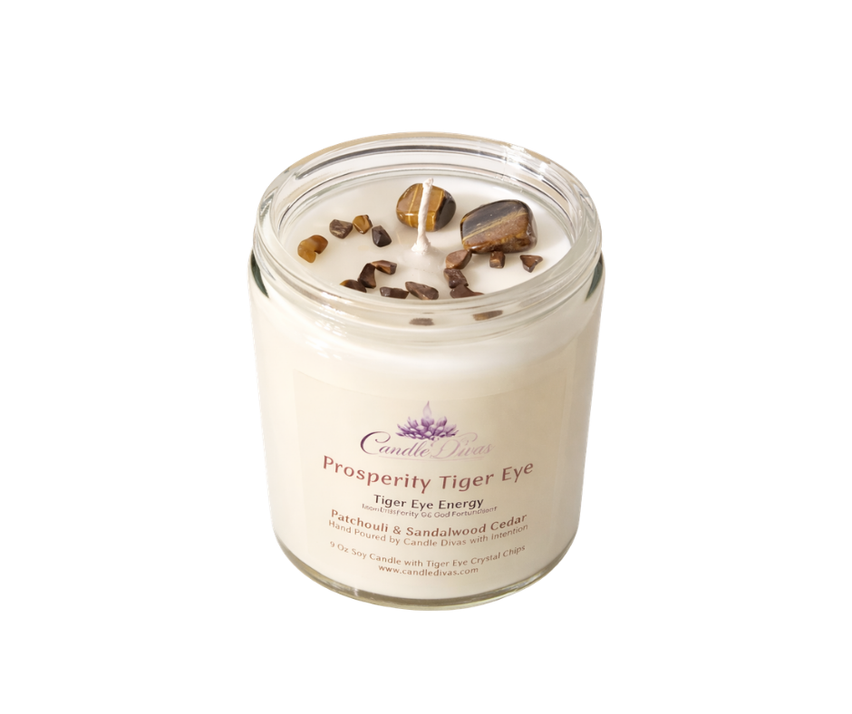 Prosperity Tiger Eye Crystal Energy Candle
