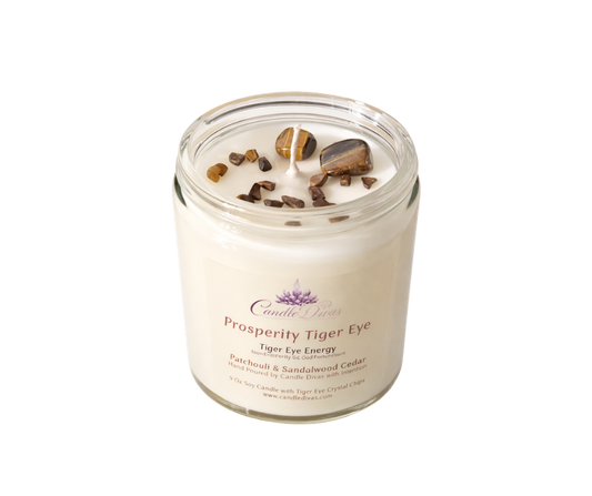 Prosperity Tiger Eye Crystal Energy Candle