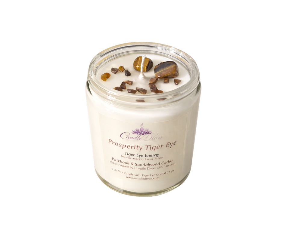 Prosperity Tiger Eye Crystal Energy Candle