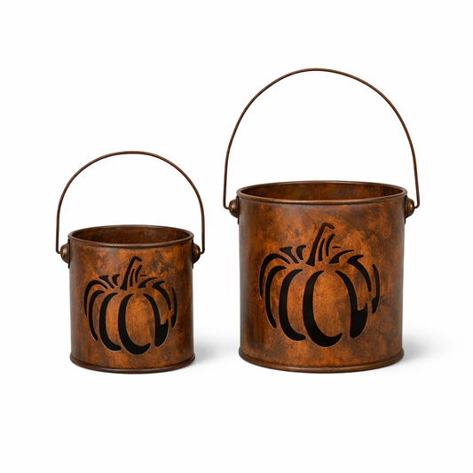 Farmhouse Fall Decor Spooky Rustic Style Pumpkin Cutout Buckets