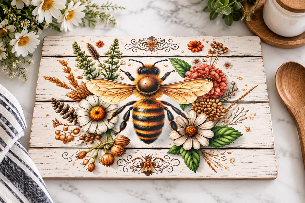 Queen Bee Glass Cutting Board