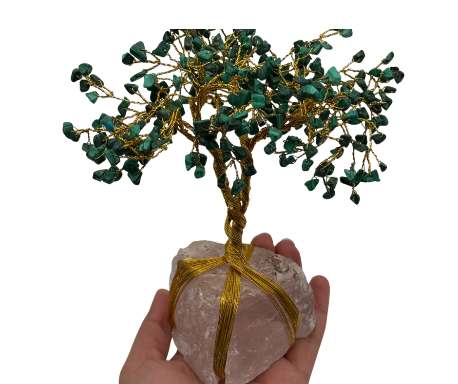 Malachite Rose Quartz Gemstone Tree