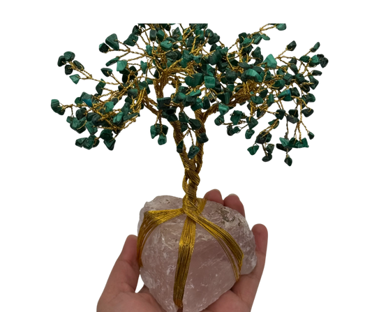 Malachite Rose Quartz Gemstone Tree
