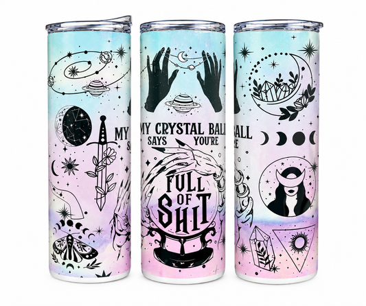 My Crystal Ball 20oz skinny tumbler with mystical full-wrap artwork by Candle Divas