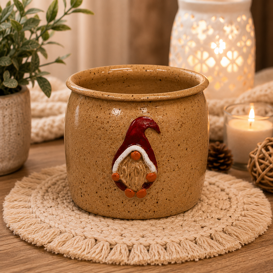 Red Hat Gnome Ceramic Crock