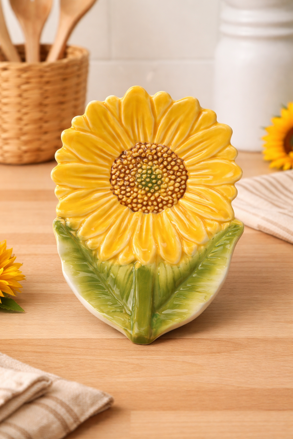 Ceramic Sunflower Spoon Rest