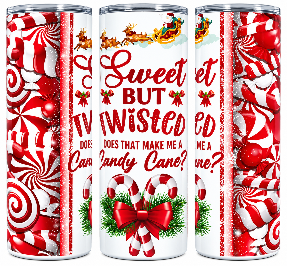 Sweet But Twisted 20oz skinny tumbler with permanent full-wrap design and reusable straw by Candle Divas