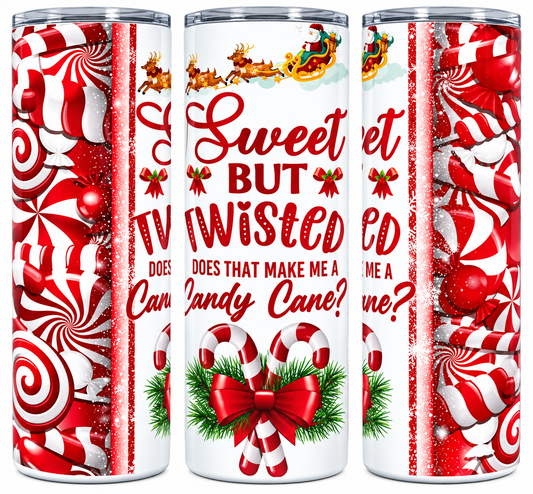 Sweet But Twisted 20oz skinny tumbler with permanent full-wrap design and reusable straw by Candle Divas